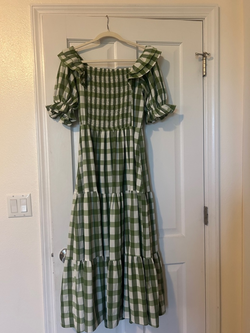 Green and White Gingham Ruffled Tiered Sundress from Jessakae - Picture 2 of 3